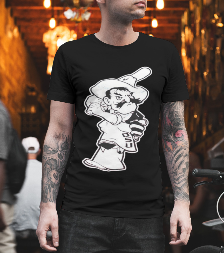 Pistol Pete Pitching OSU Cowboy Baseball T-Shirt