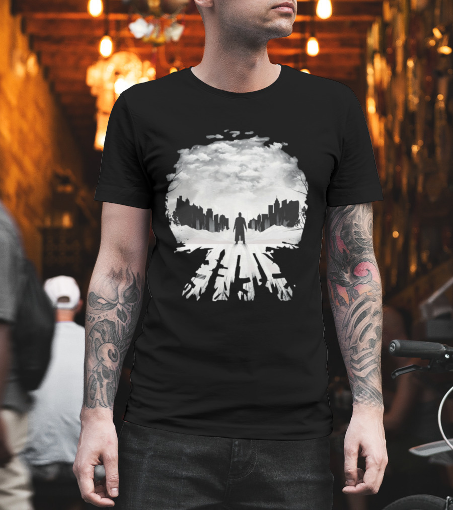 Punisher One Last Kill Urban Silhouette Black And White T-Shirt