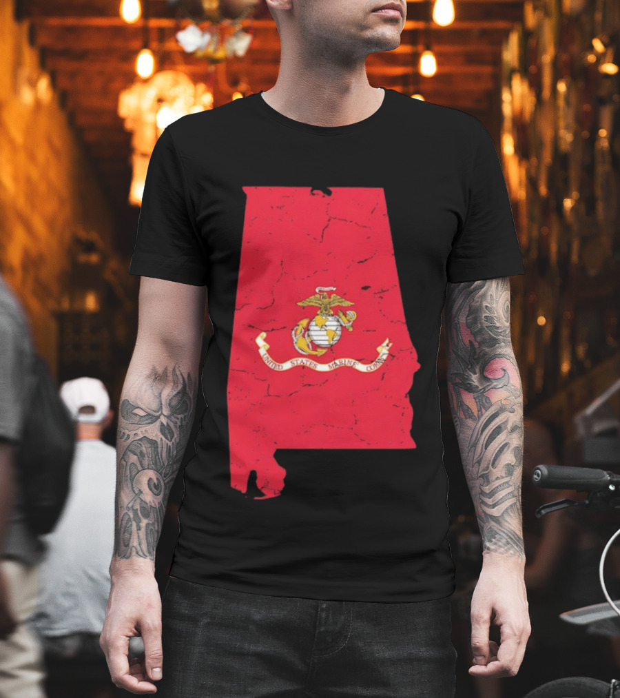United States Marine Corps Alabama Emblem Map T-Shirt