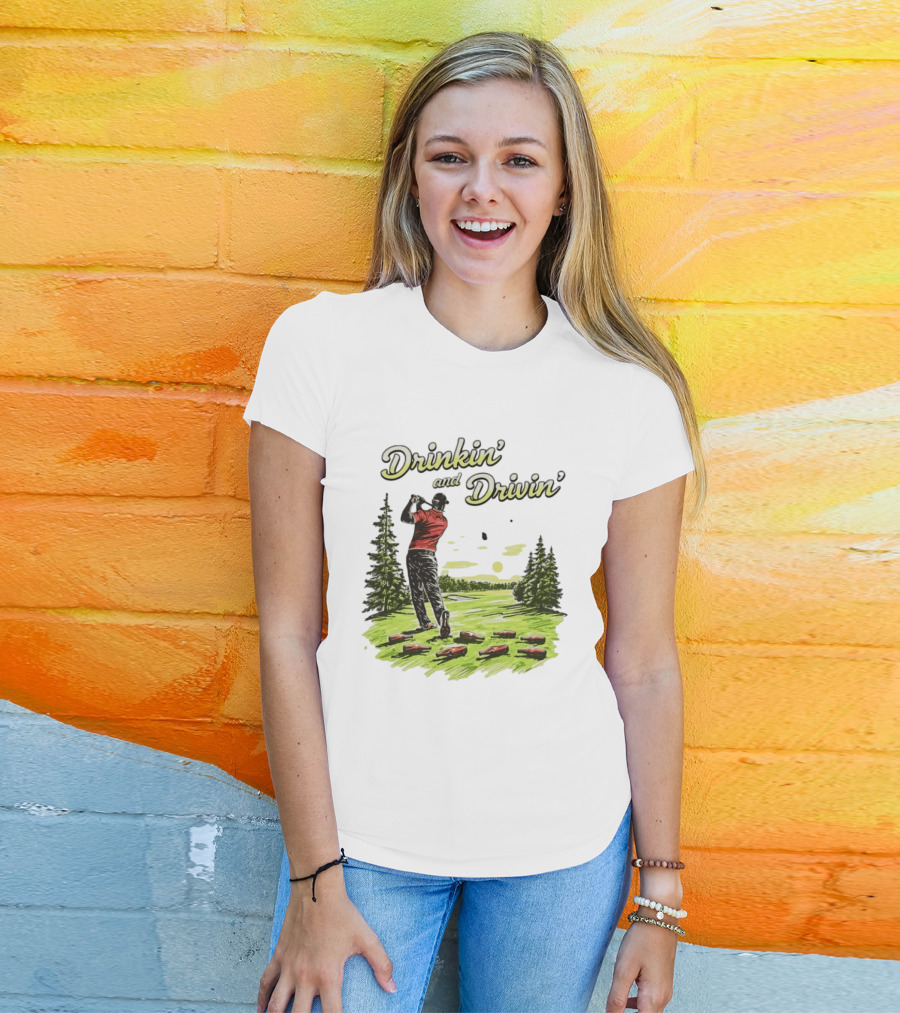 Drinkin' And Drivin' Golfer With Bottles On Golf Course T-Shirt