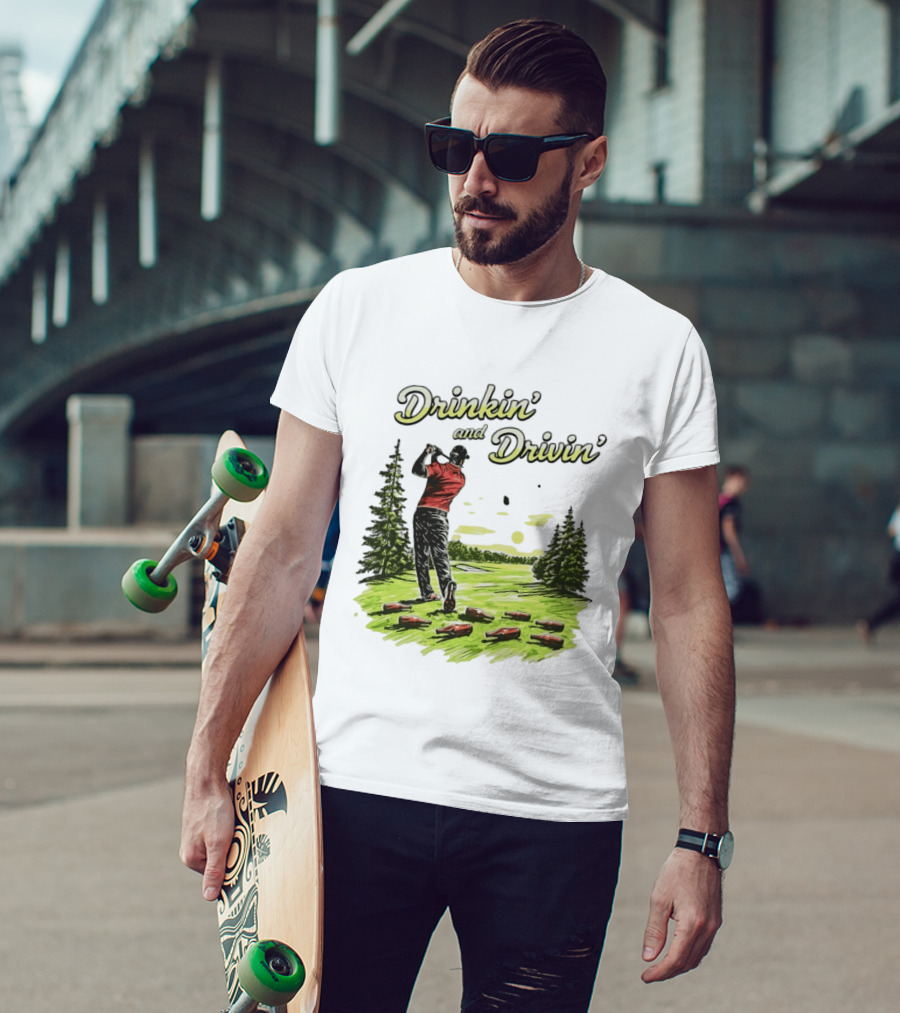 Drinkin' And Drivin' Golfer With Bottles On Golf Course T-Shirt