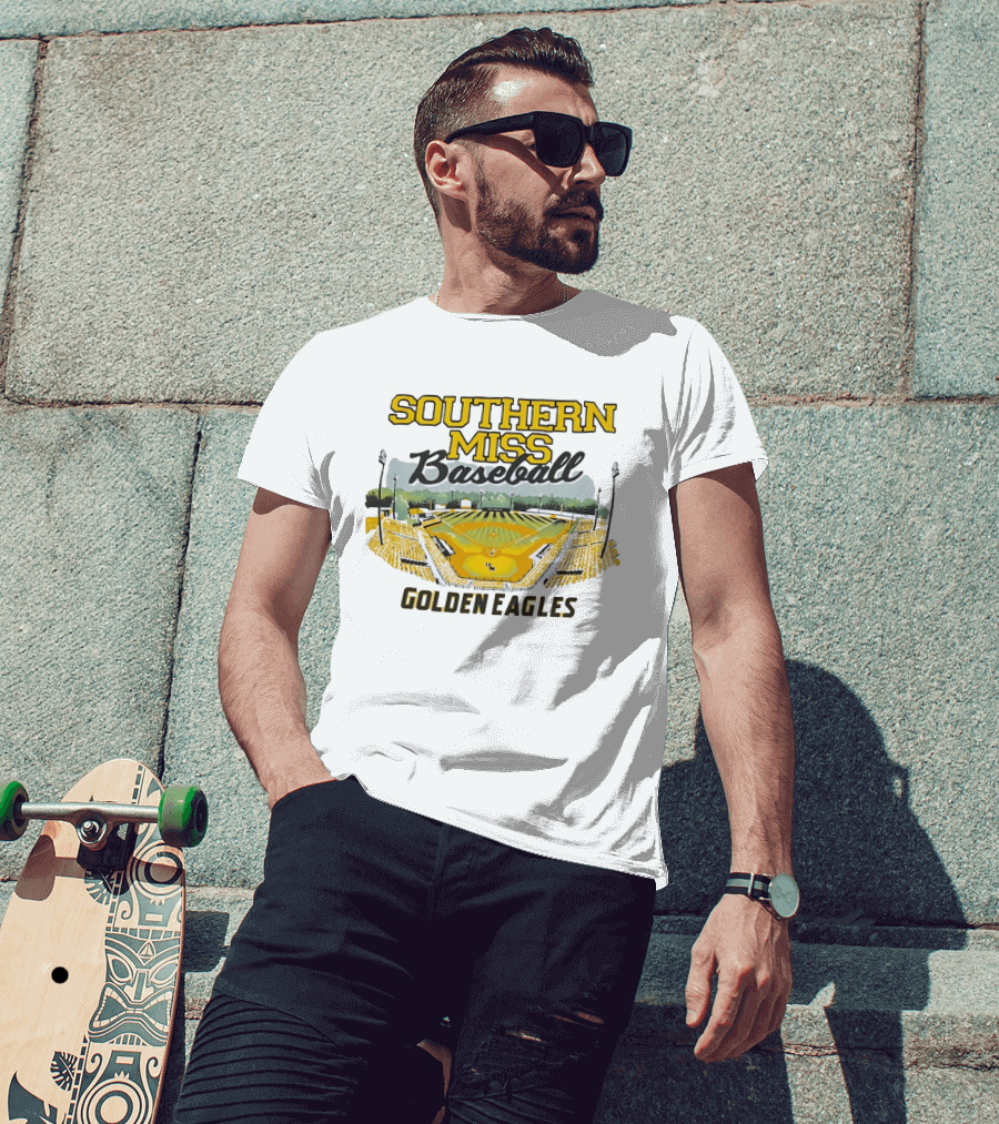Southern Miss Baseball Golden Eagles Stadium Scene T-Shirt