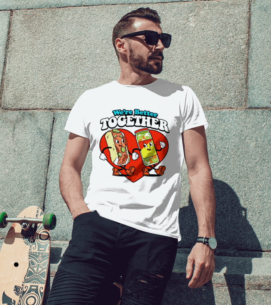 We're Better Together Hot Dog And Mustard Love Heart T-Shirt