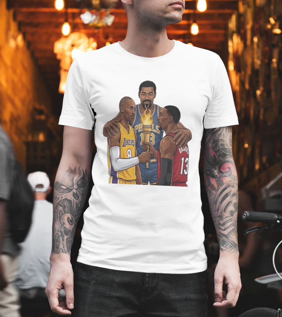 Wilt Chamberlain Kobe Bryant Lakers Bam Adebayo Miami Heat Passing The Torch T-Shirt