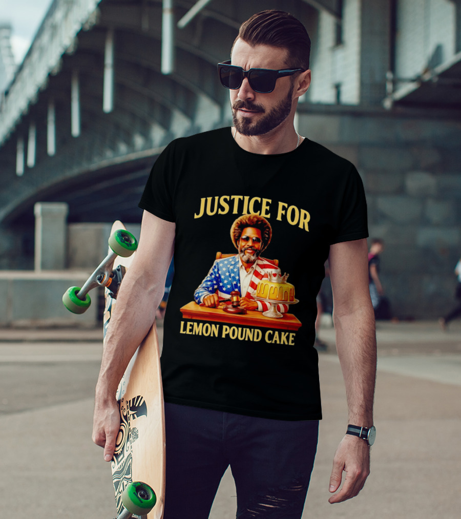 Justice For Lemon Pound Cake Meme Retro Style Judge With Gavel And Patriotic Suit T-Shirt