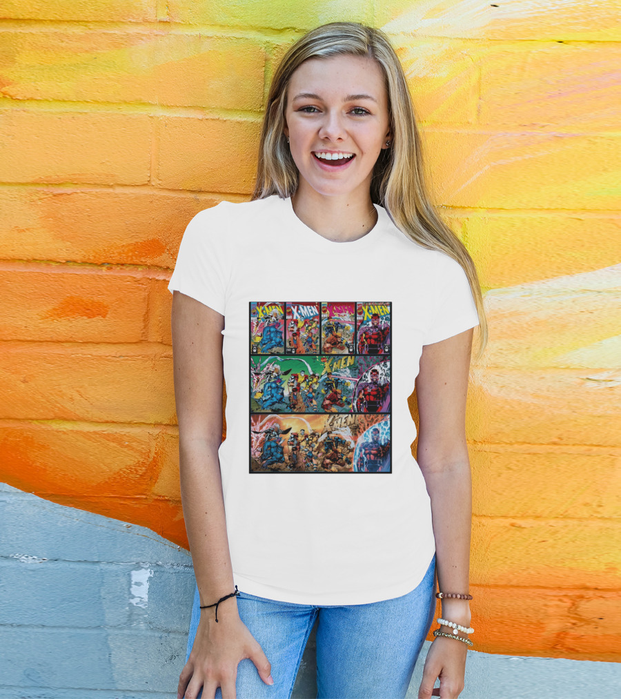 X Men The Animated Series Marvel Comics Classic Covers Wolverine Magneto Cyclops Storm T-Shirt