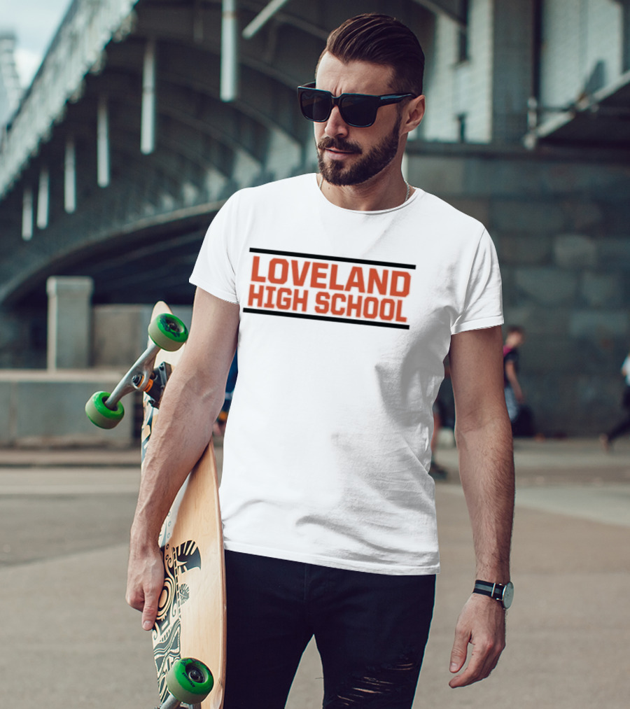 Loveland High School Red Lettering Bold Block T-Shirt