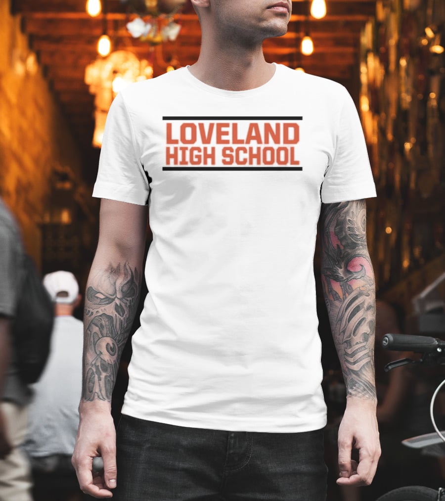 Loveland High School Red Lettering Bold Block T-Shirt