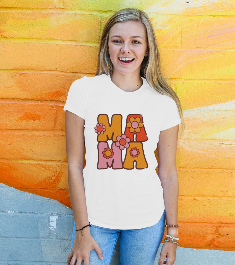 Mama Flower Power Retro Mother's Day Vintage Florals T-Shirt