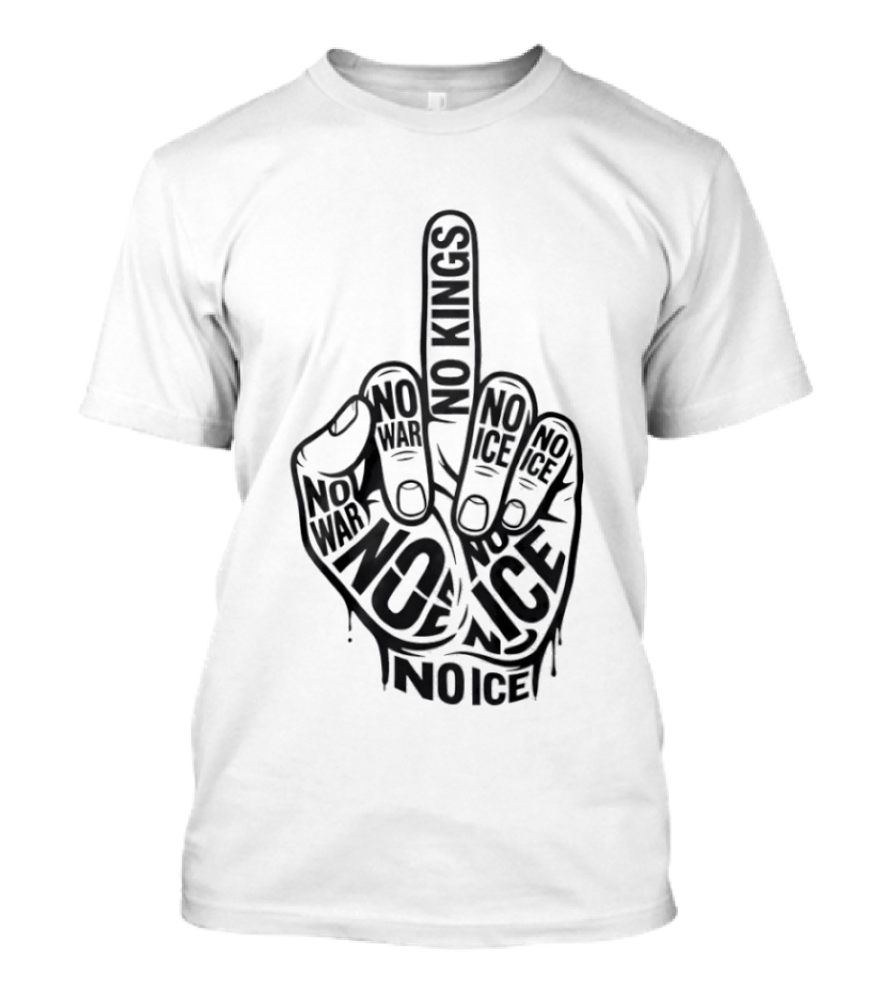 No Kings No War No Ice Anti Establishment Middle Finger T-Shirt