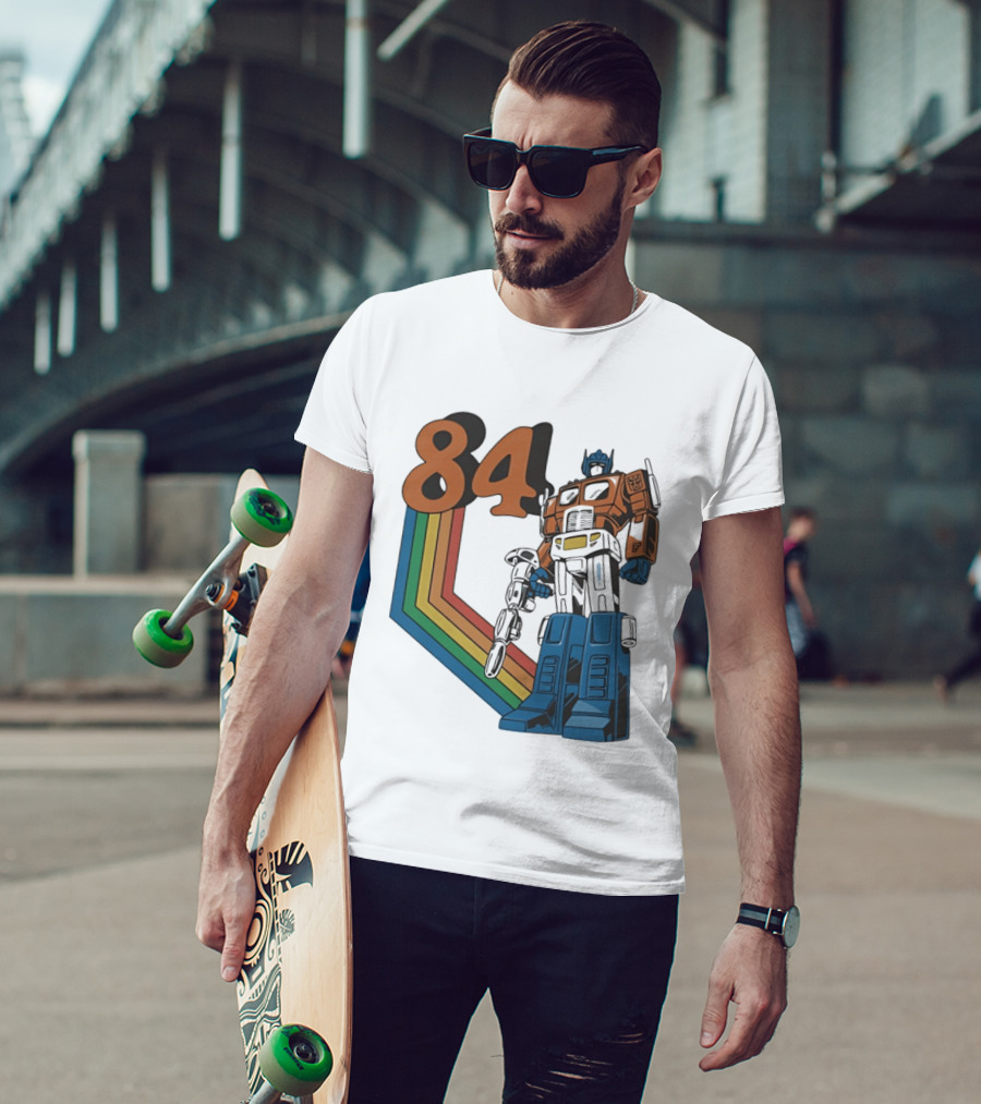 Optimus Prime 84 Retro Transformers Rainbow T-Shirt
