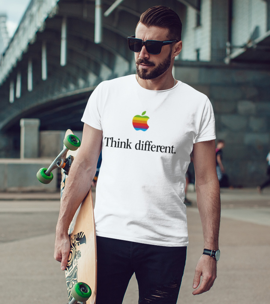 Think Different Apple Rainbow Logo Retro Tech T-Shirt