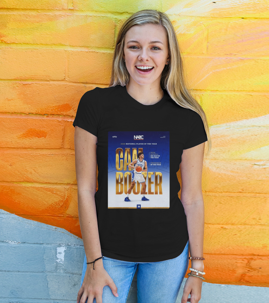 Duke Basketball Cameron Boozer 2026 National Player Pete Newell Big Man Freshman Of The Year T-Shirt