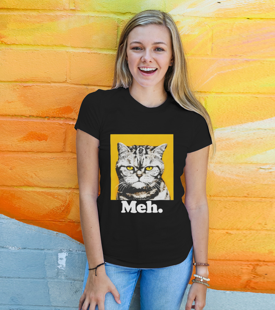 Meh Angry Cat With Yellow Eyes T-Shirt