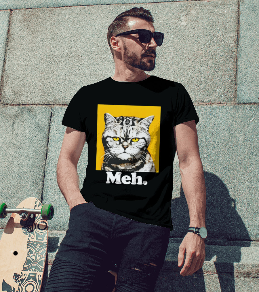 Meh Angry Cat With Yellow Eyes T-Shirt
