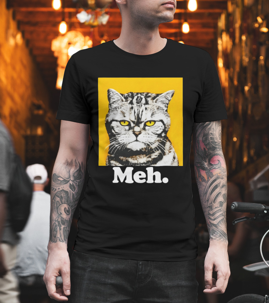 Meh Angry Cat With Yellow Eyes T-Shirt