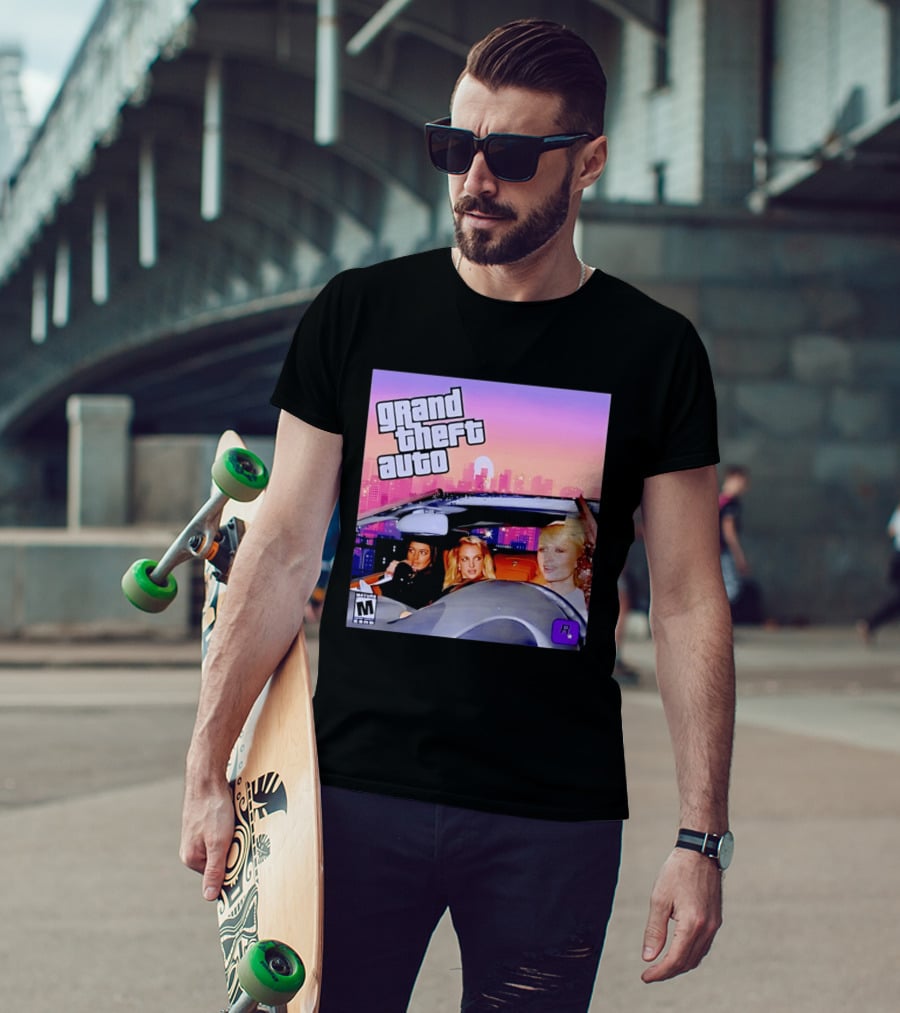 Grand Theft Auto Cover Paris And Britney Driving T-Shirt