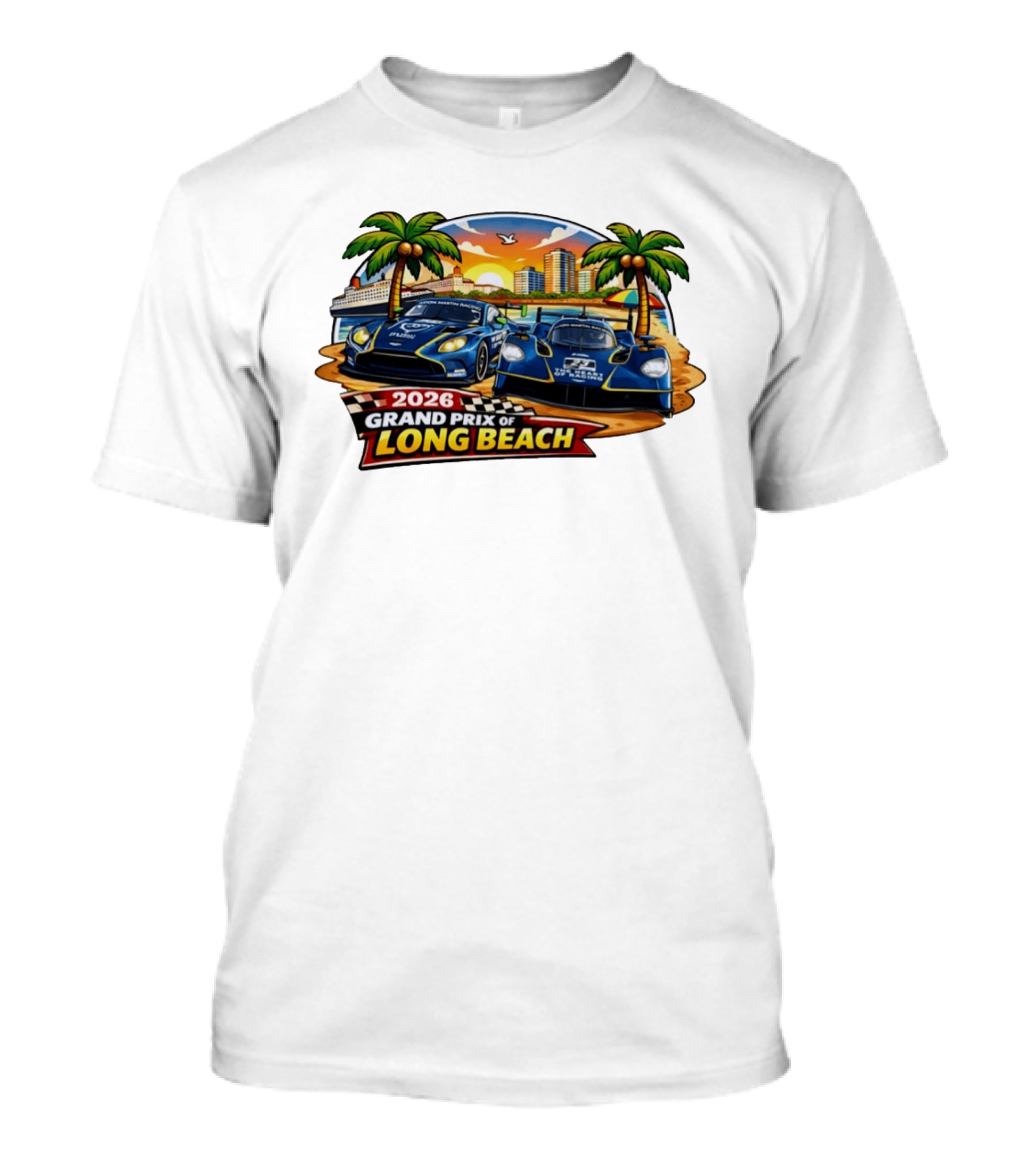 2026 Aston Martin Racing Valkyrie Grand Prix Of Long Beach Sunset Scene T-Shirt
