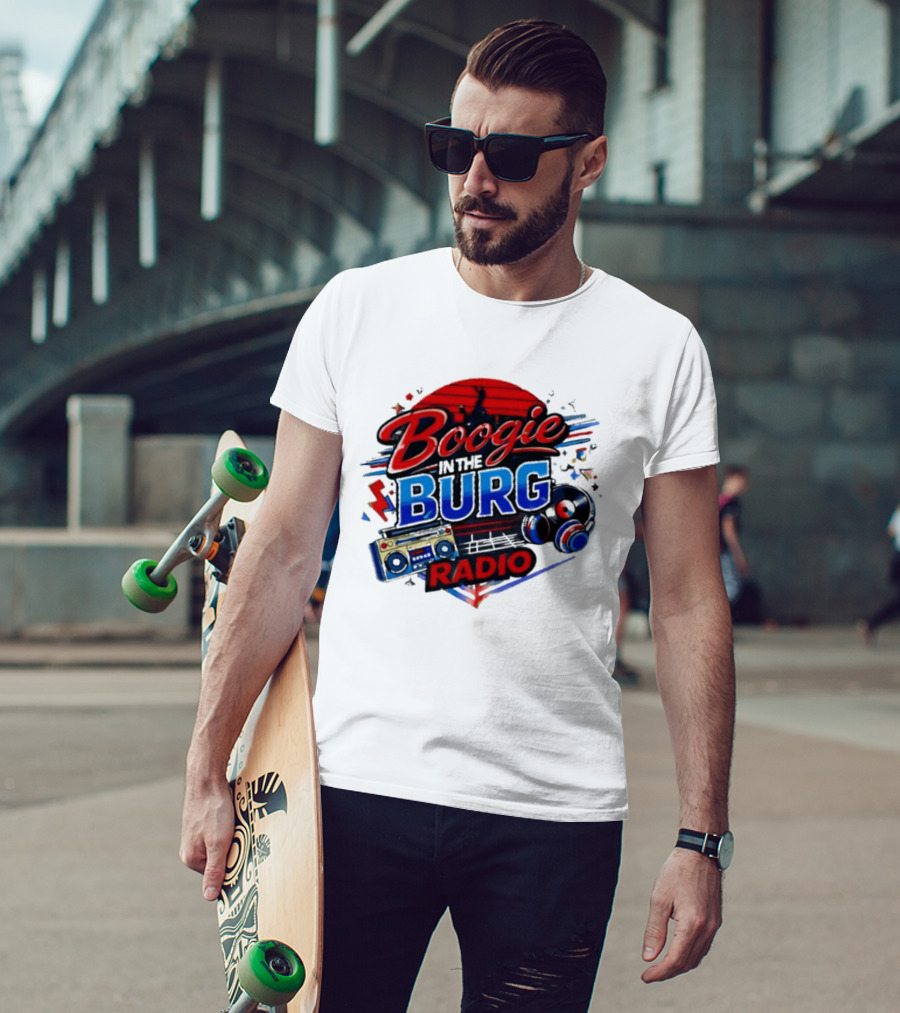 Boogie In The Burg Radio Music Headphones Boombox Dance T-Shirt