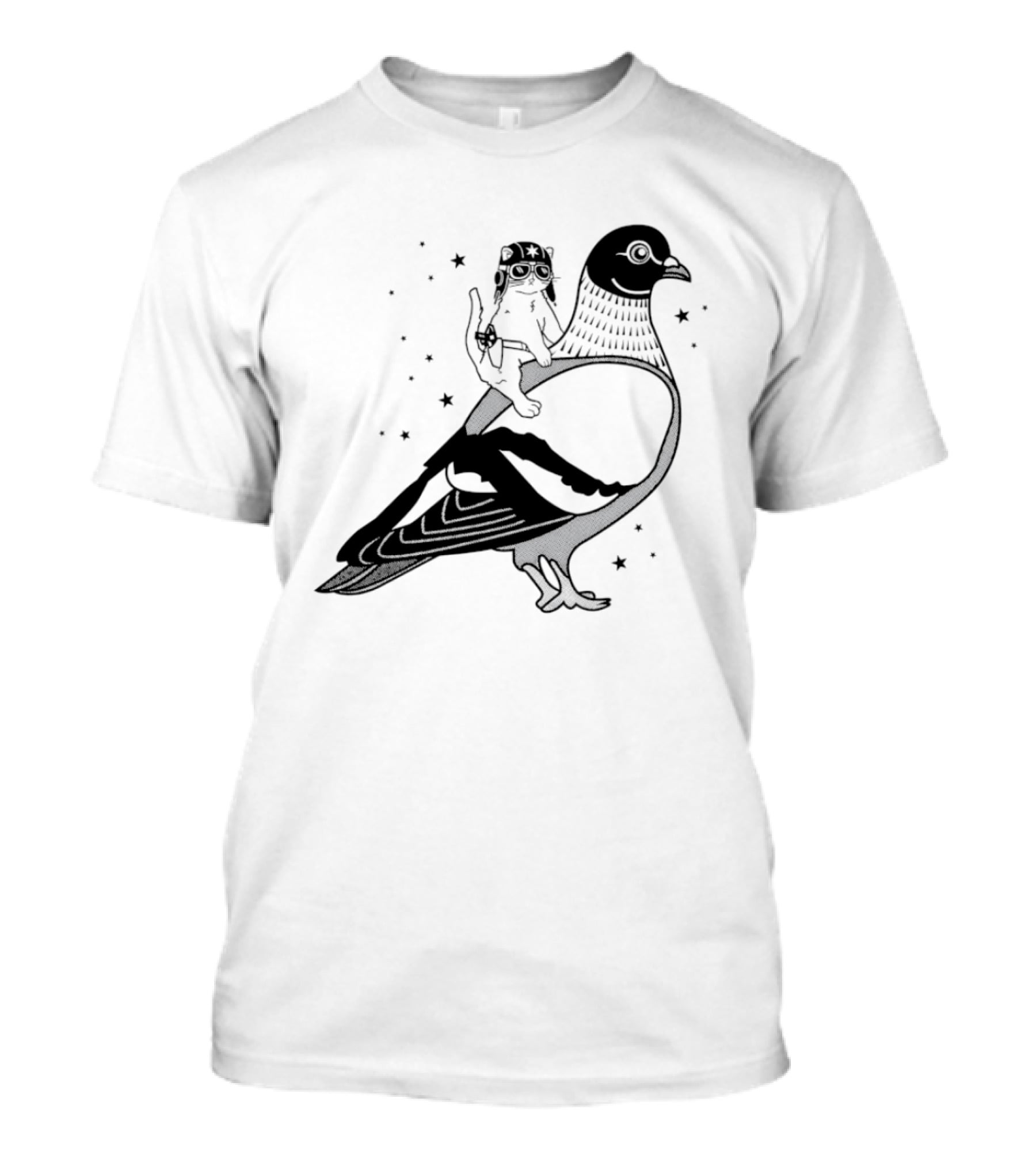 Gary Riding Pigeon With Stars And Cute Animal Rider T-Shirt