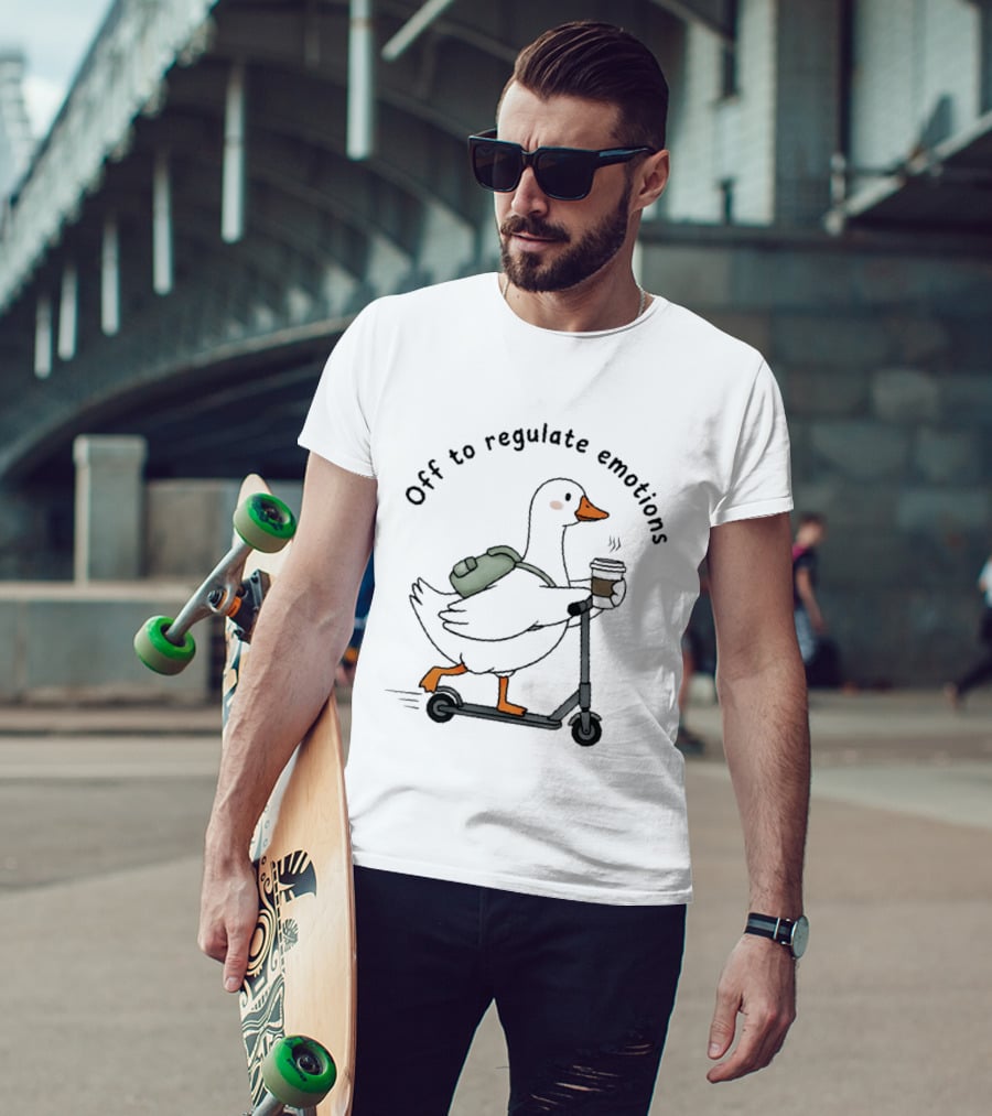 Silly Goose Scooter Off To Regulate Emotions Coffee Backpack T-Shirt