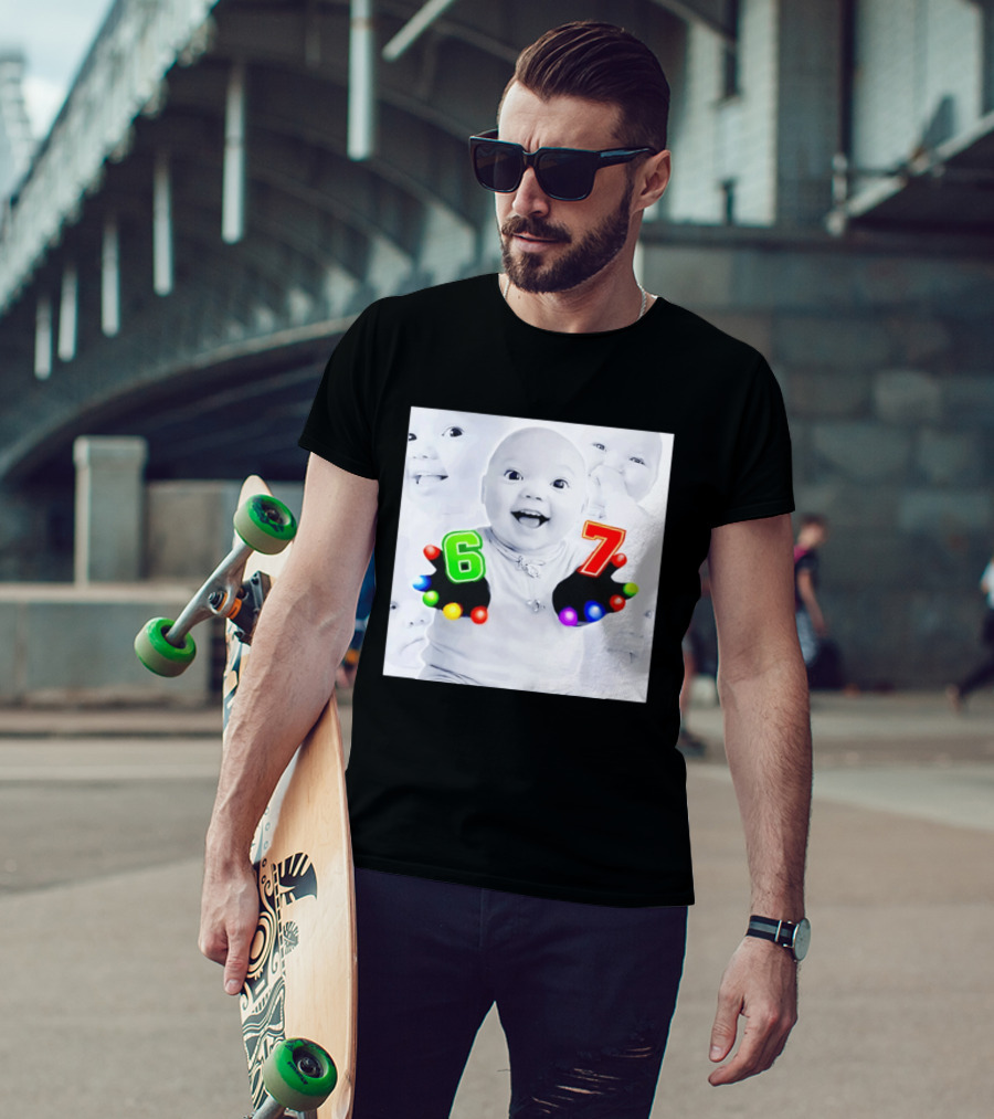 Gloving 67 Meme Baby With Light Up Six And Seven Numbers T-Shirt