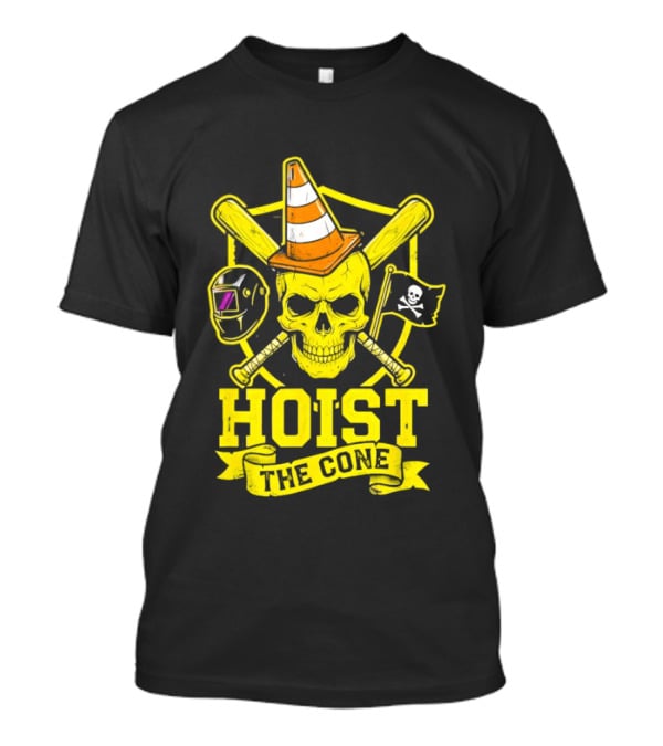Hoist The Cone Pirate Skull Traffic Cone Baseball Crossbones T-Shirt
