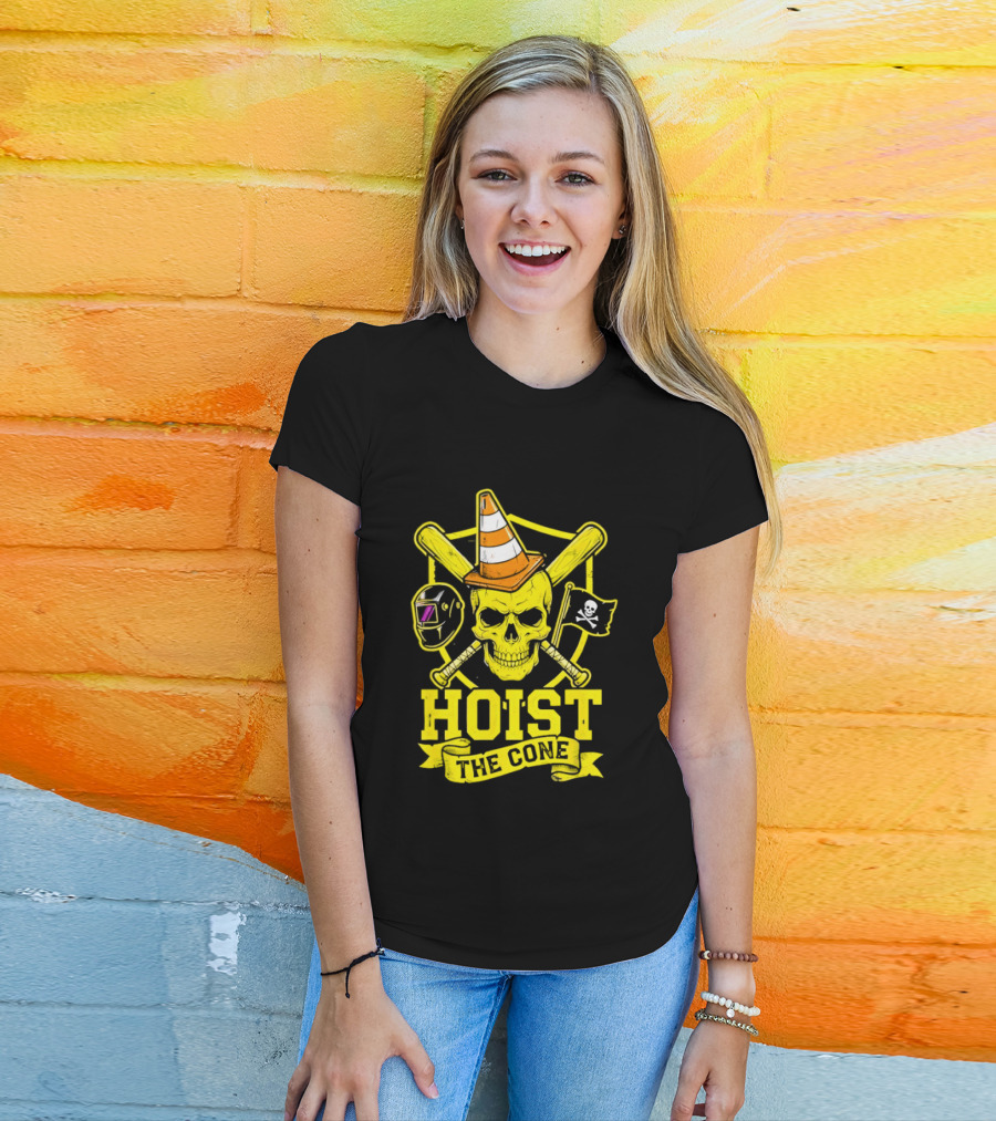 Hoist The Cone Pirate Skull Traffic Cone Baseball Crossbones T-Shirt