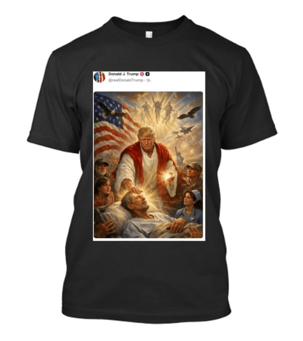 Pope Leo XIV President Trump Jesus Christ 2026 American Flag Healing T-Shirt