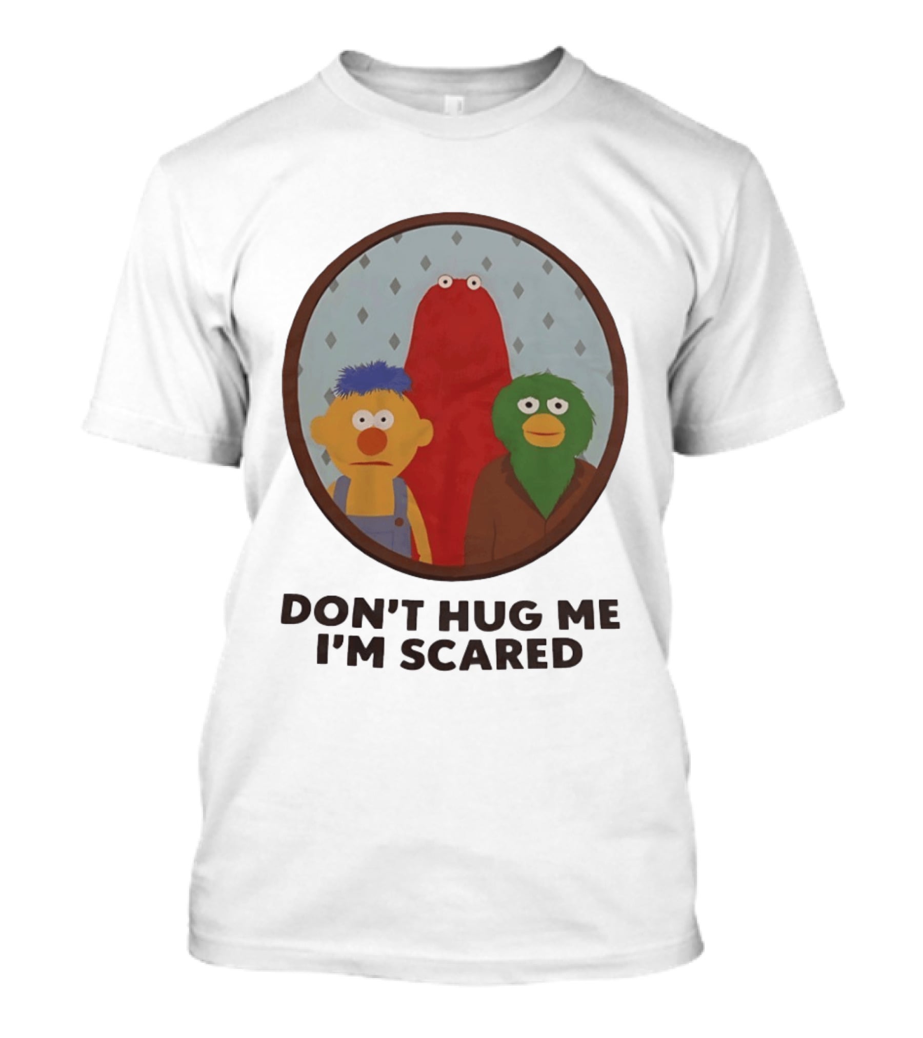 Don't Hug Me I'm Scared Puppet Characters Oval T-Shirt