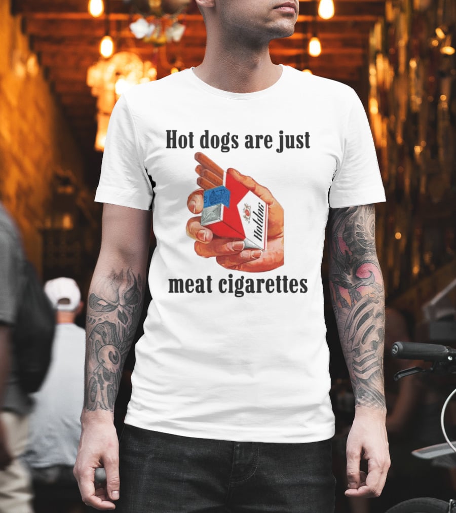 Hot Dogs Are Just Meat Cigarettes Parody Pack T-Shirt