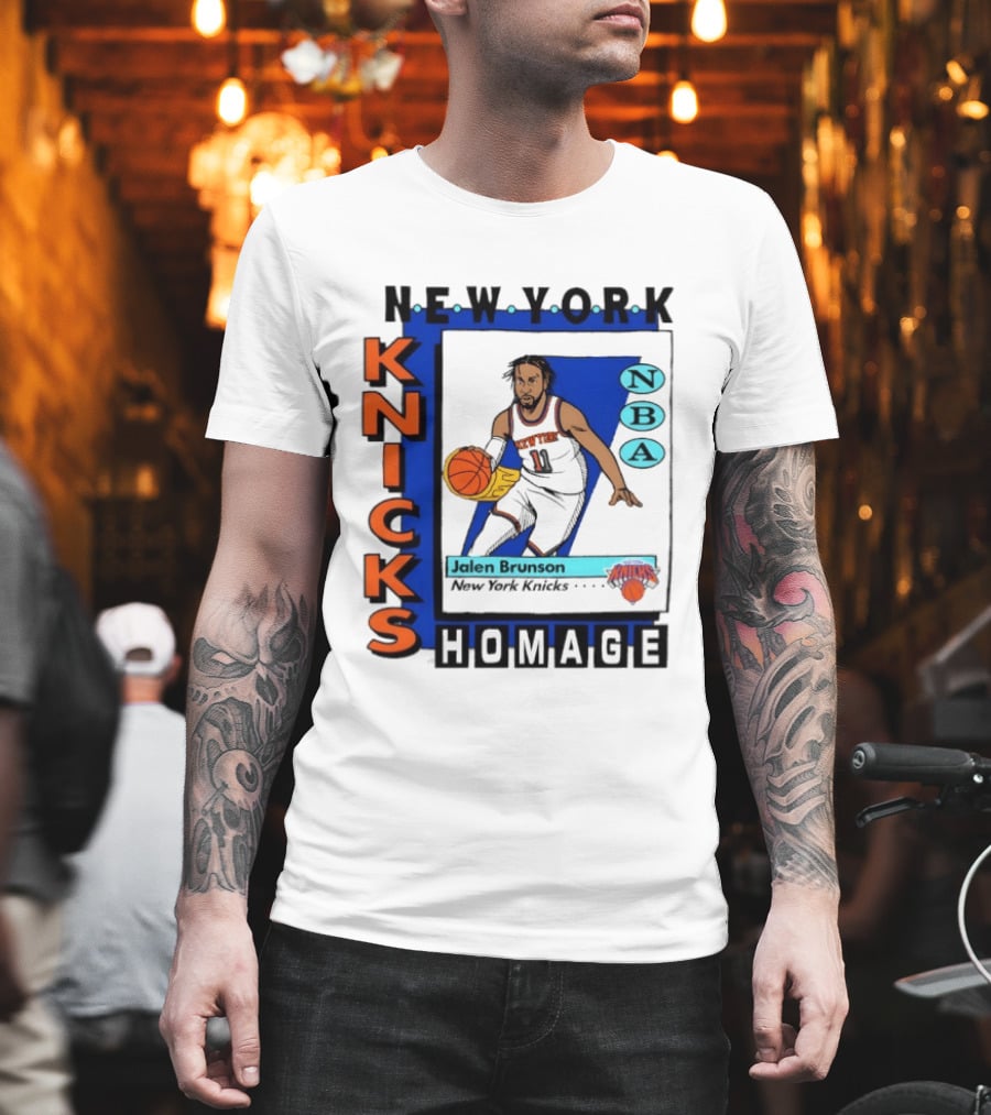 Jalen Brunson New York Knicks NBA Homage Topps Trading Card T-Shirt