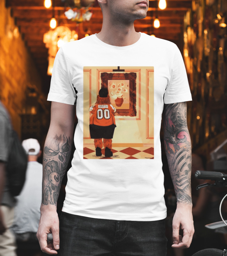 Gritty Philadelphia Flyers Meets Vincent Van Gogh Sunflowers Museum Exhibit T-Shirt