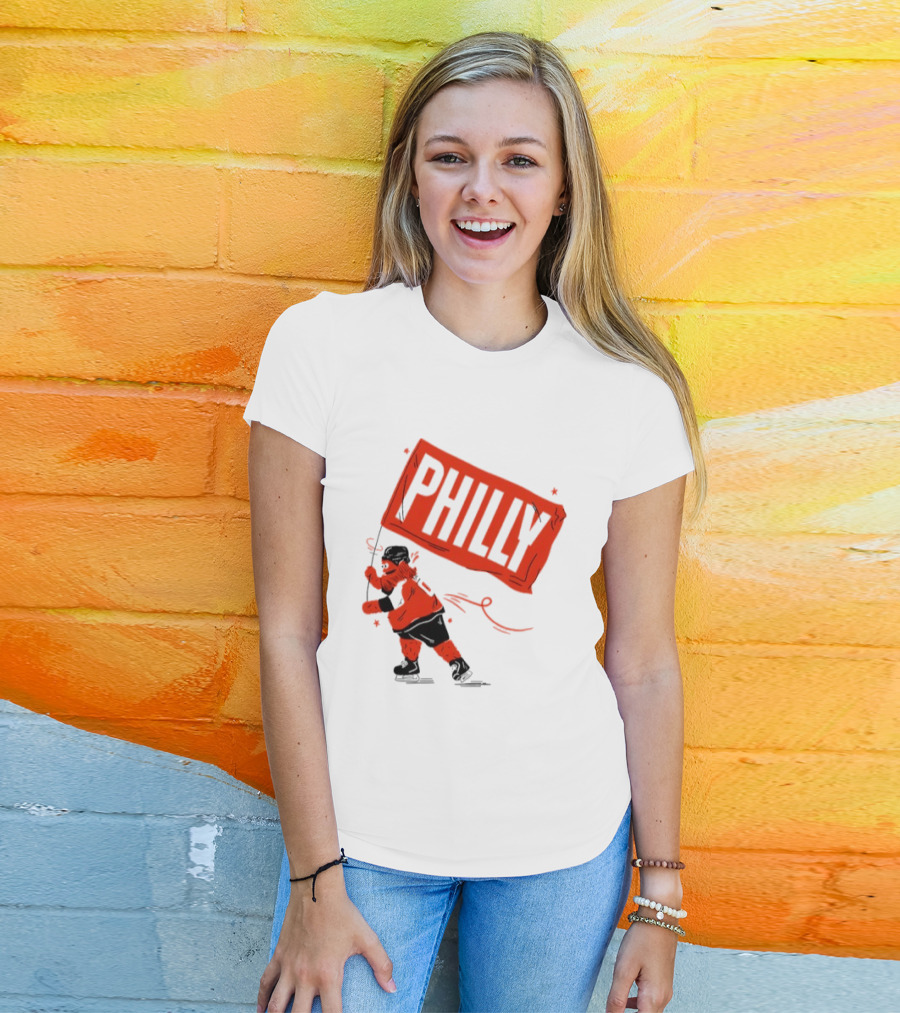 Gritty Philly Flag Philadelphia Flyers Hockey Rally Fan T-Shirt