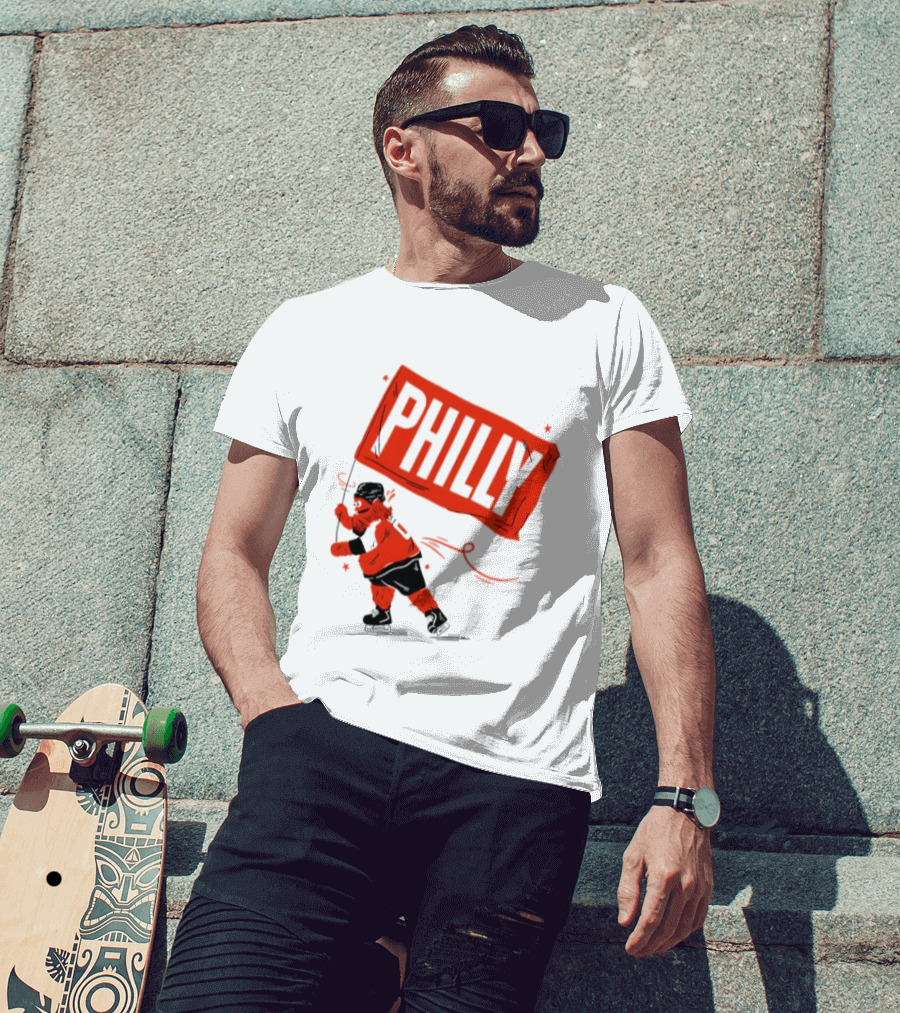 Gritty Philly Flag Philadelphia Flyers Hockey Rally Fan T-Shirt