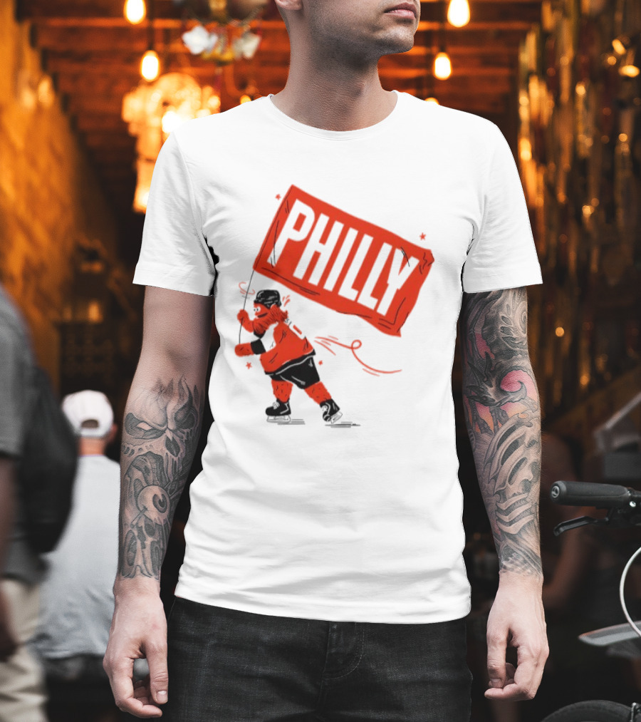 Gritty Philly Flag Philadelphia Flyers Hockey Rally Fan T-Shirt