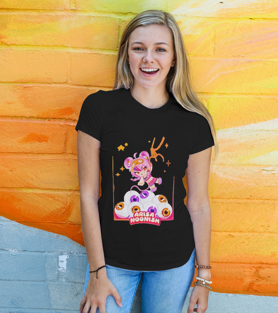 Playful Arisa Noonish With Seven Eyes Anime Character And Stars T-Shirt