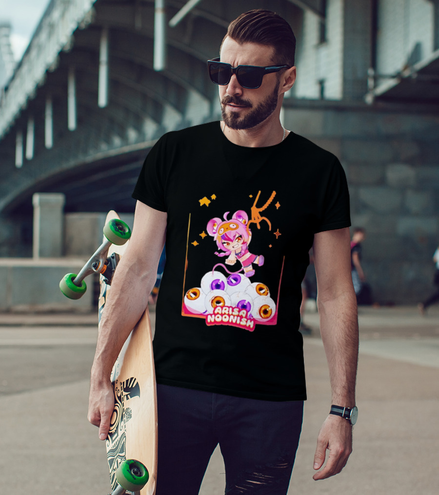Playful Arisa Noonish With Seven Eyes Anime Character And Stars T-Shirt