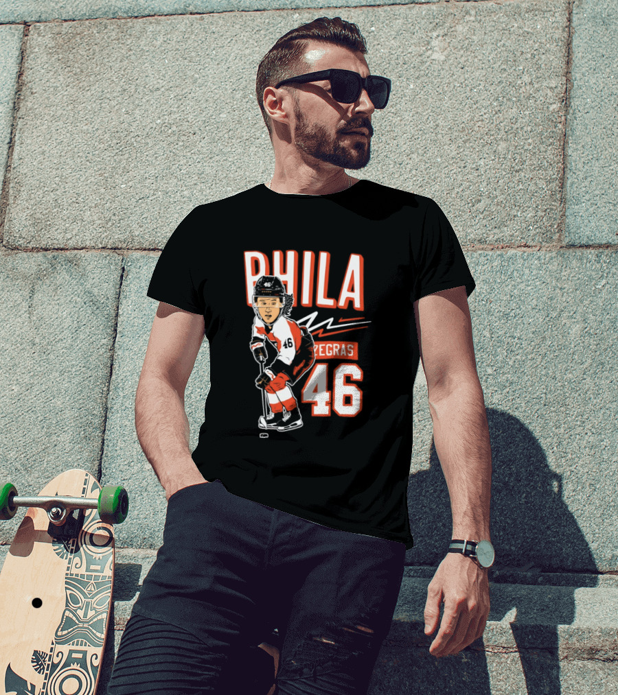 Phila Zegras 46 Caricature Philadelphia Flyers NHL Hockey 2026 T-Shirt