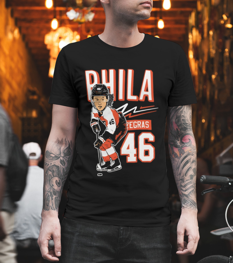 Phila Zegras 46 Caricature Philadelphia Flyers NHL Hockey 2026 T-Shirt