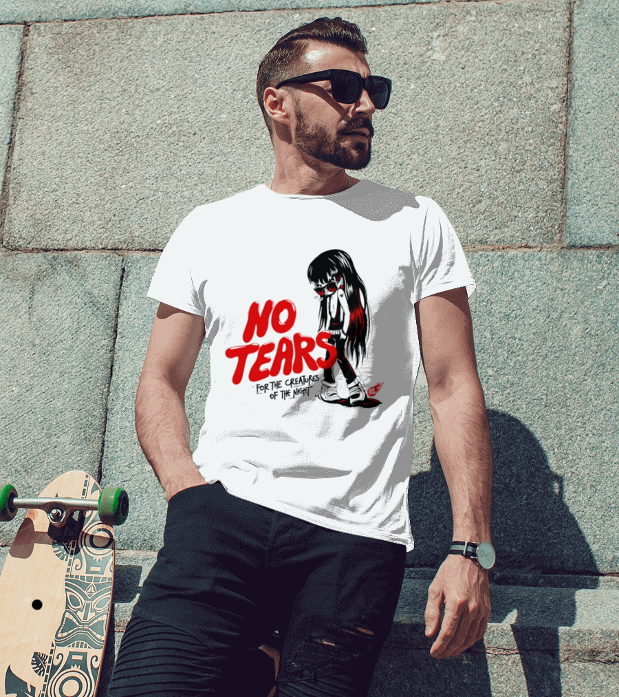 No Tears For The Creatures Of The Night Anime Gothic Style With Red Highlights T-Shirt