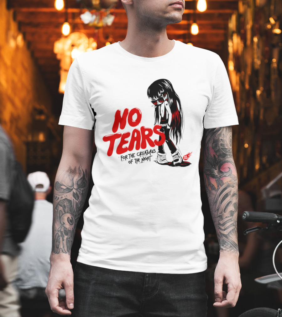 No Tears For The Creatures Of The Night Anime Gothic Style With Red Highlights T-Shirt