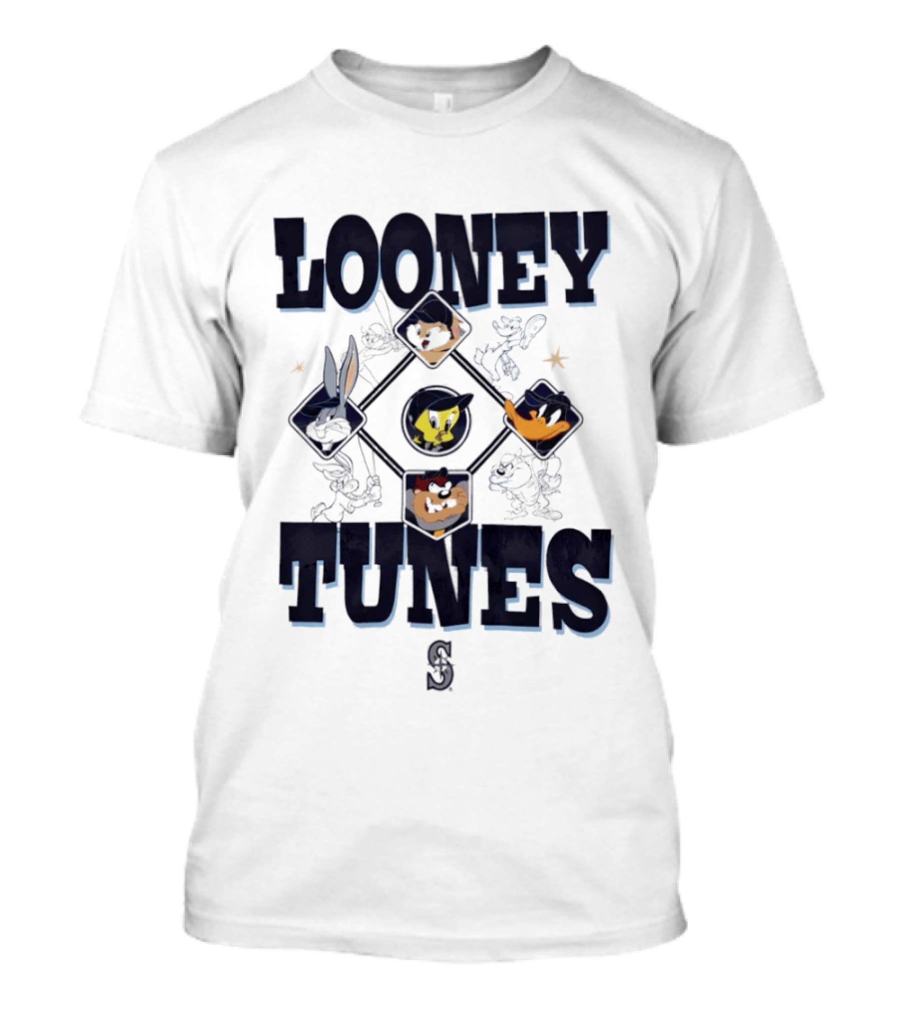 Seattle Mariners Looney Tunes Characters Collaboration T-Shirt