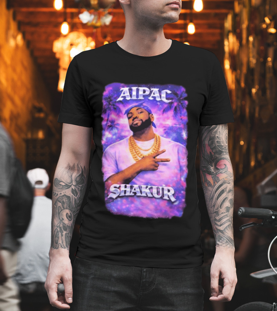 Aipac Shakur Bandana Chains Purple T-Shirt