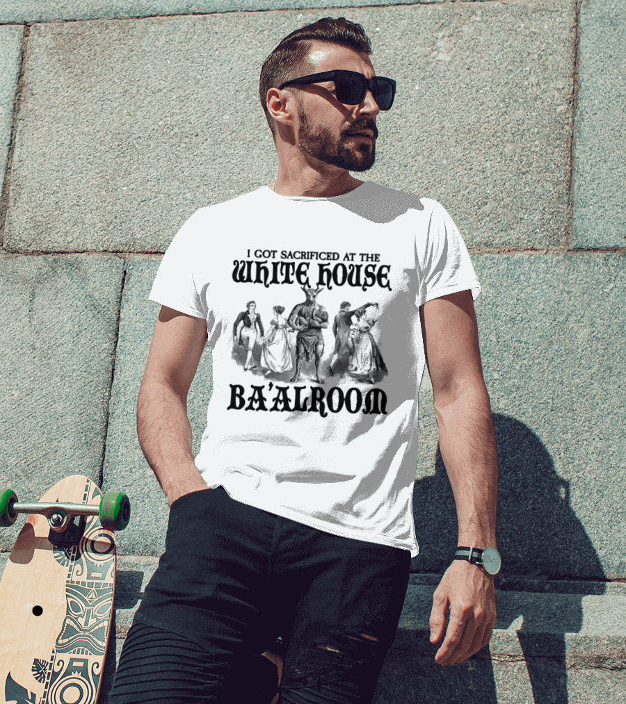 I Got Sacrificed At The White House Ba'alroom Vintage Occult Silhouette Scene T-Shirt