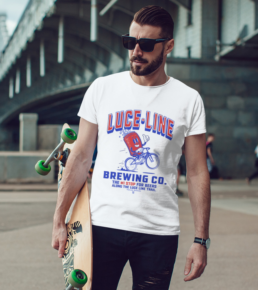 Luce Line Brewing Co The 1 Stop For Beers Along The Luce Line Trail Featuring Cycling Can T-Shirt