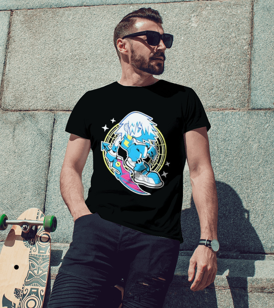 Riku Anime Cartoon Character With Sword And Stars In Pastel T-Shirt
