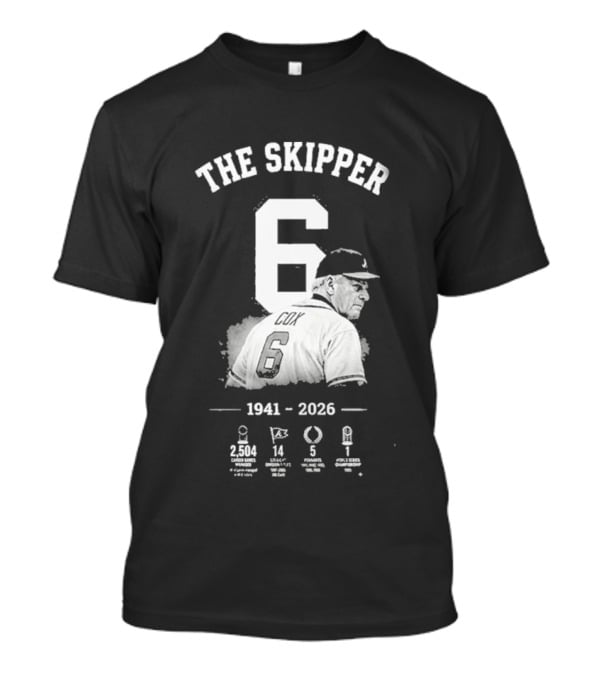 The Skipper 1941 2026 Number 6 Legendary Braves Manager T-Shirt
