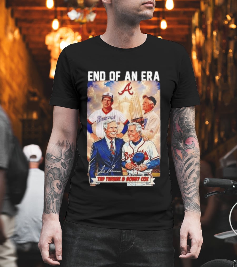 End Of An Era Ted Turner Bobby Cox Braves Signatures T-Shirt