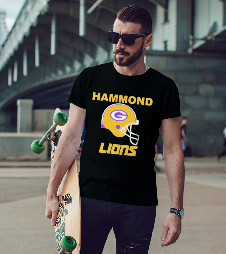 Hammond Lions Yellow Football Helmet Team Spirit T-Shirt